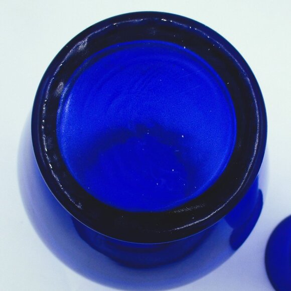 Set Of 2 Cobalt Blue Glass Vases 9" & 6.5" Heavy Decorative Floral Centerpieces - Picture 4 of 9